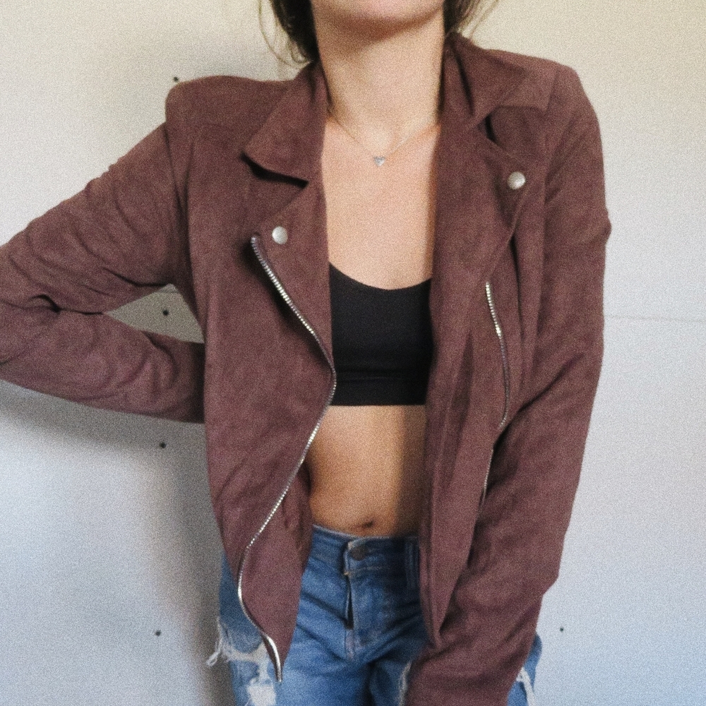 Brown Suede Zip Jacket